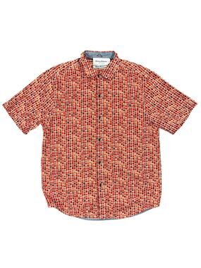 Tommy Bahama Bamboo Tiles Silk Short Sleeve Shirt Red — Medium
